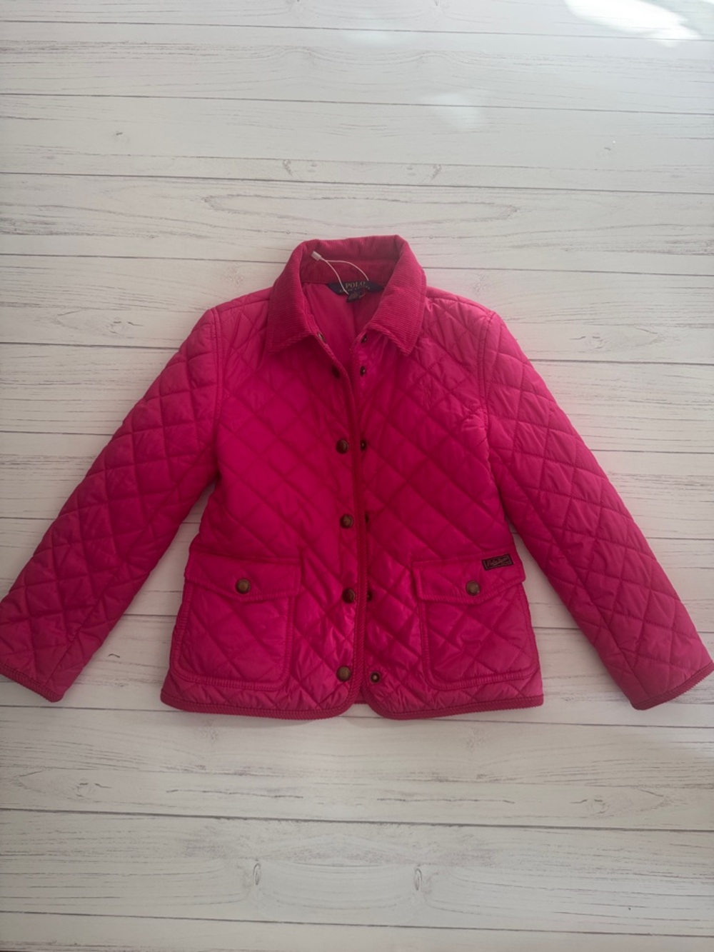 Polo Ralph Lauren Pink Quilted Jacket with Cord Collar